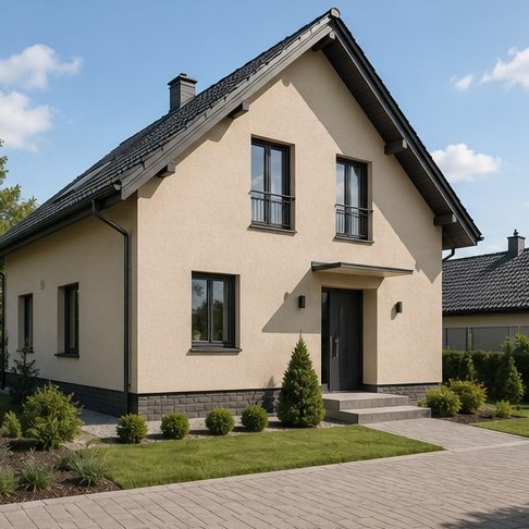 Elewacja domu jednorodzinnego w Zabierzowie